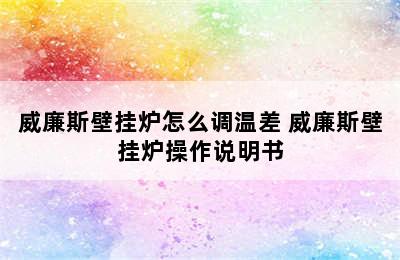 威廉斯壁挂炉怎么调温差 威廉斯壁挂炉操作说明书